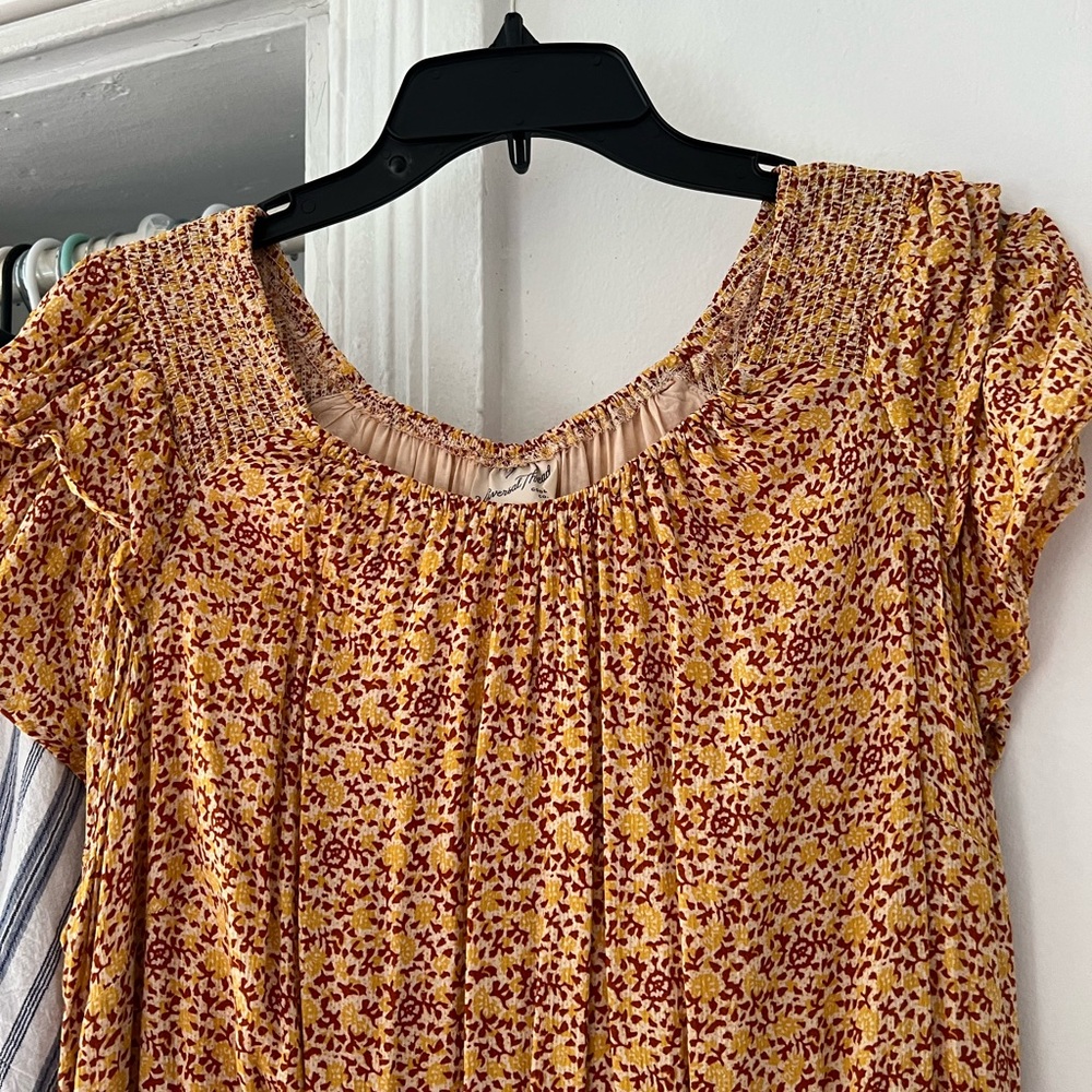 Gold floral print Maxi dress - XXL